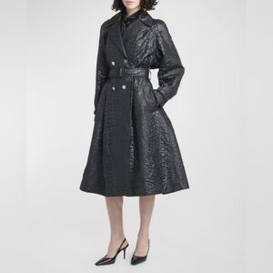 New Authentic Versace Croc-Textured Lacquered A-Line Trench Coat